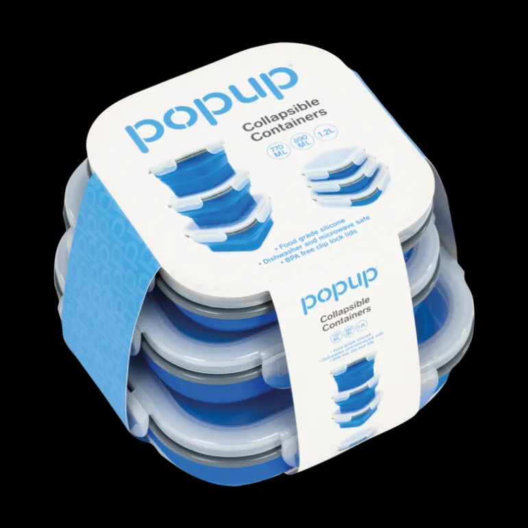 Popup Food Containers Blue 3 Pack